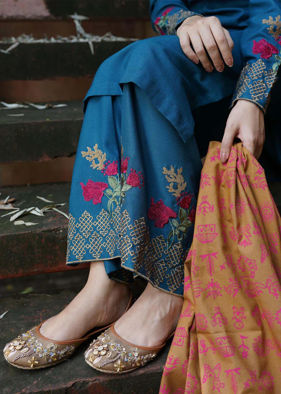 3PC DHANAK EMBROIDERED SUIT - BG606