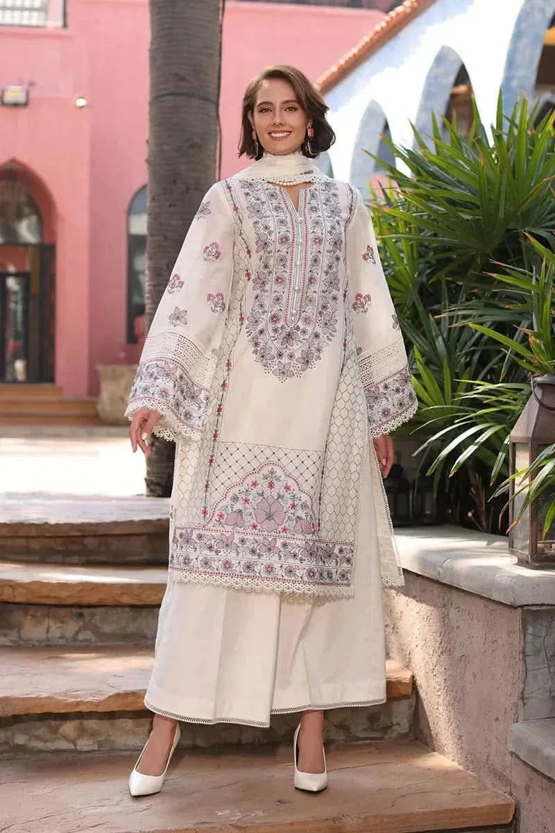 3PC EMBROIDERED DHANAK SUIT - BG631