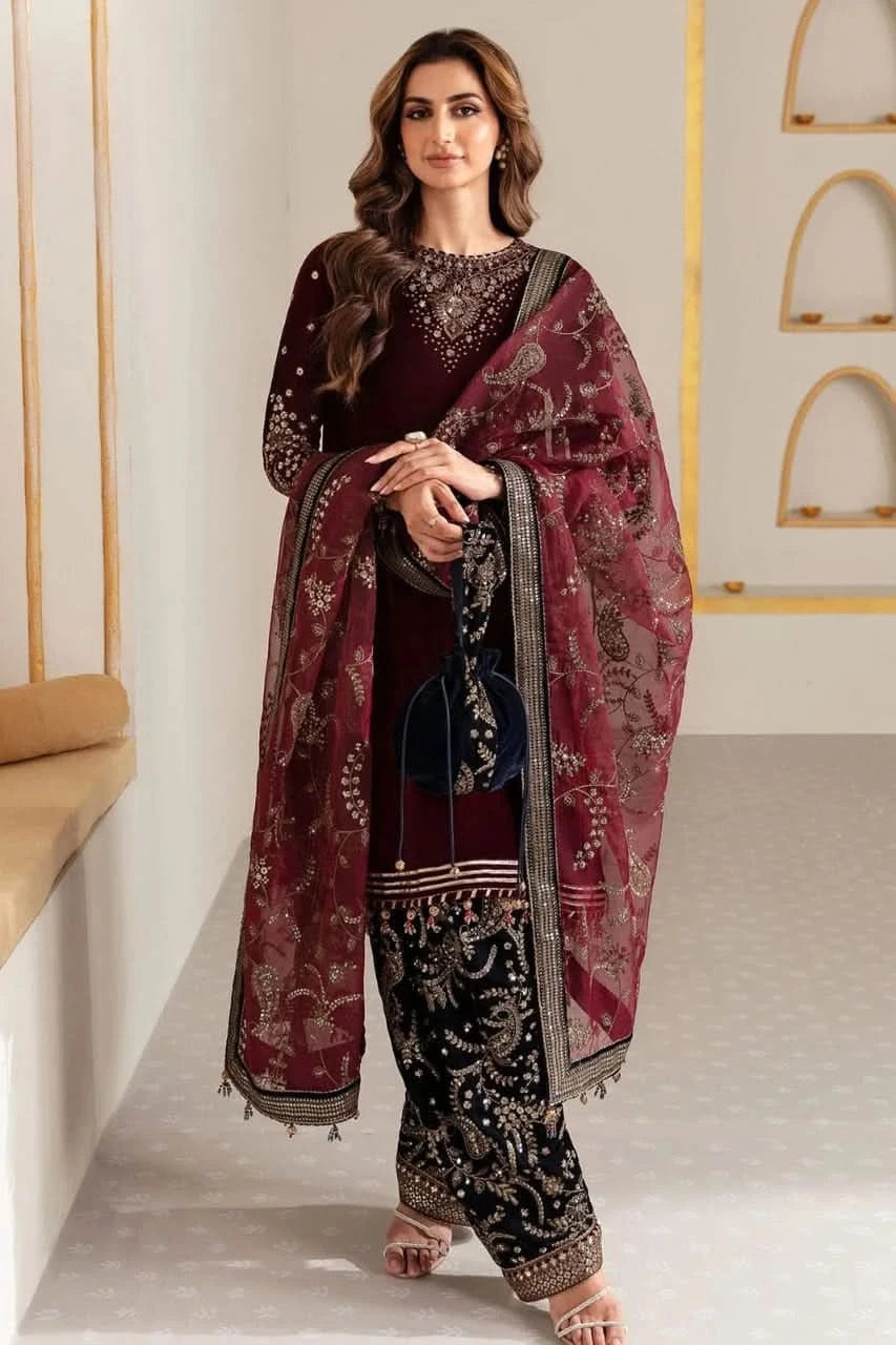 Embroidered Velvet Formal -B102