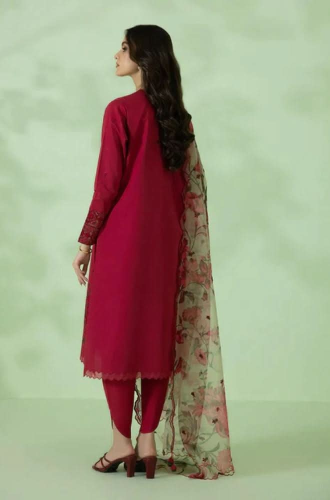 3 PIECE-EMBROIDERED DHANAK SUIT-BG824