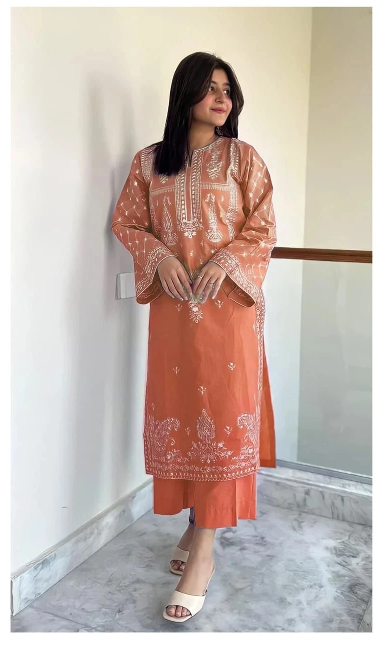 2PC  EMBROIDED LAWN - BG670