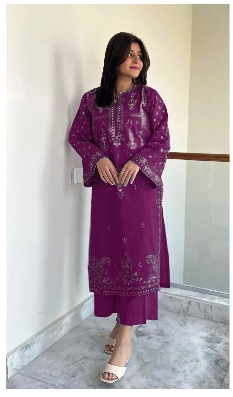 2PC  EMBROIDED LAWN - BG679