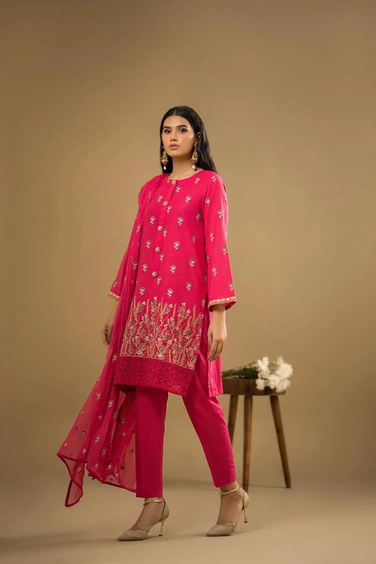 S3133A-3 PIECE-EMBROIDERED LAWN SUIT-BG556