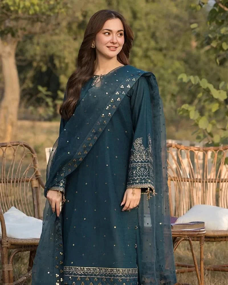 3PC DHANAK EMBROIDERED SUIT - BG635