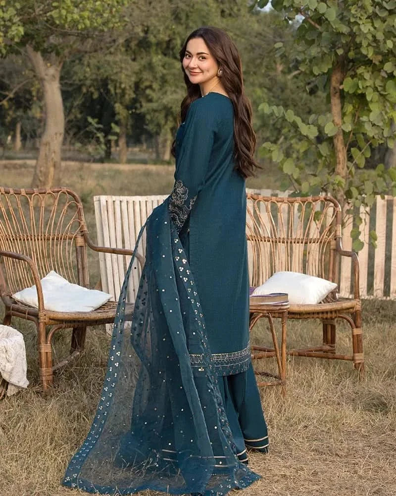 3PC DHANAK EMBROIDERED SUIT - BG635