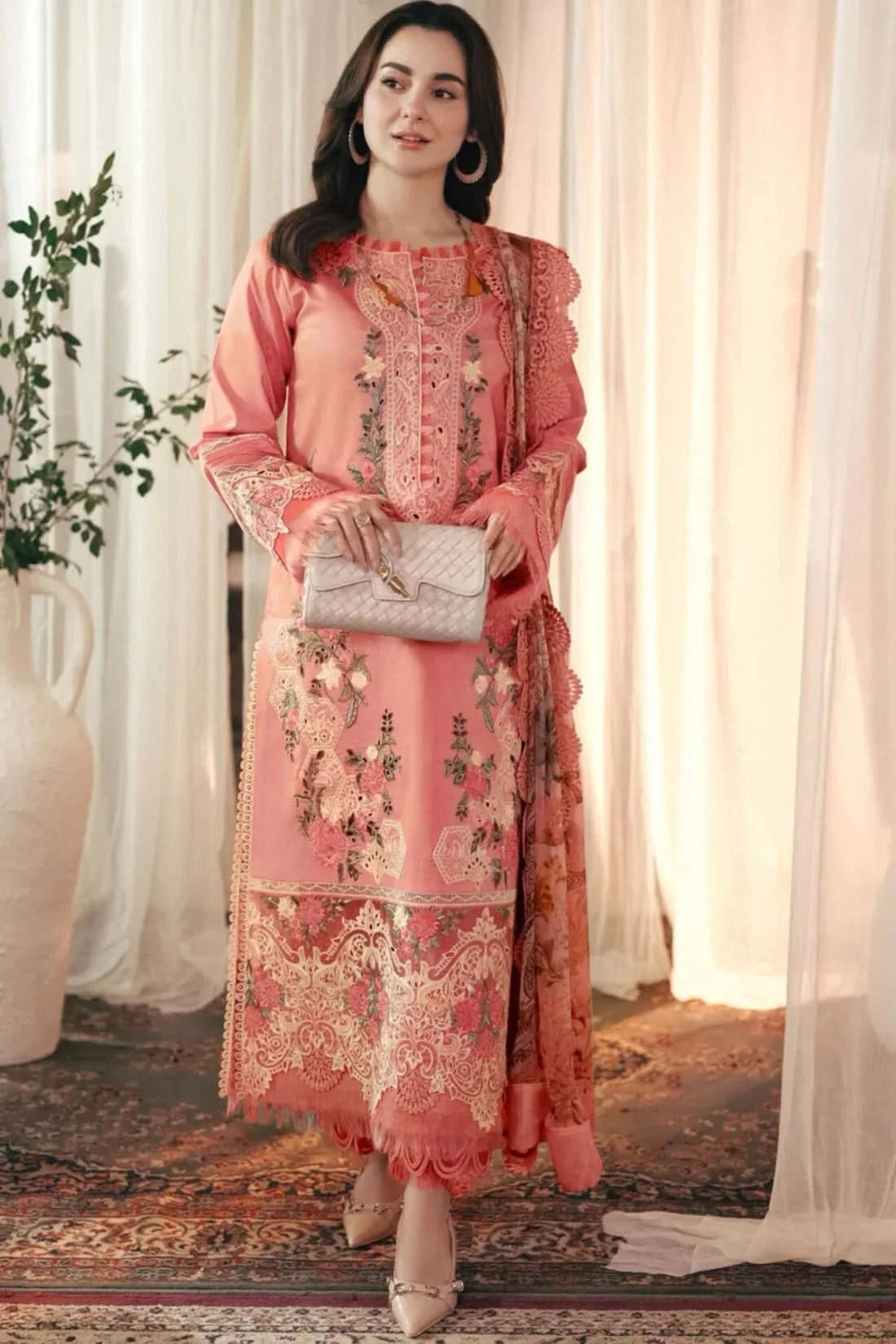3PC EMBROIDED DHANAK - BG619
