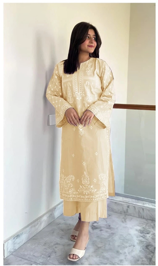 2PC  EMBROIDED LAWN - BG672