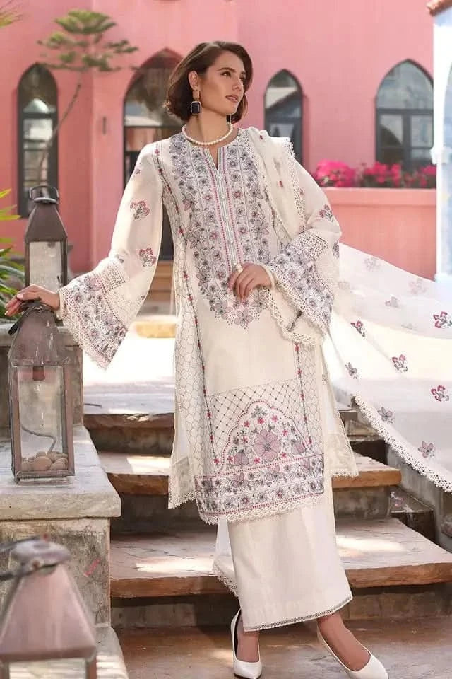 3PC EMBROIDERED DHANAK SUIT - BG631