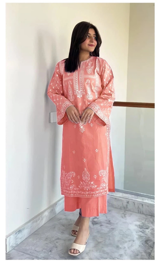 2PC  EMBROIDED LAWN - BG671