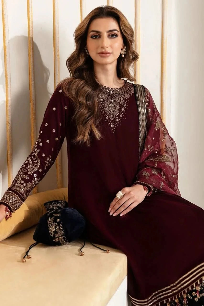 Embroidered Velvet Formal -B102