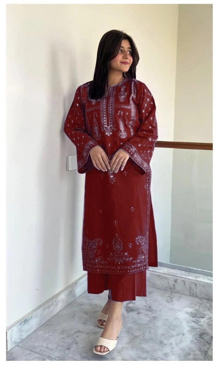 2PC  EMBROIDED LAWN - BG675