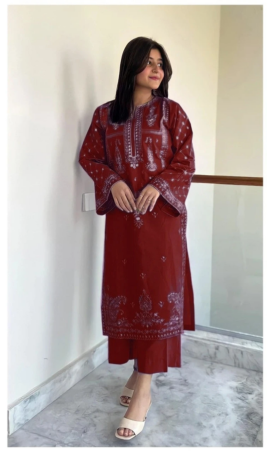 2PC  EMBROIDED LAWN - BG675