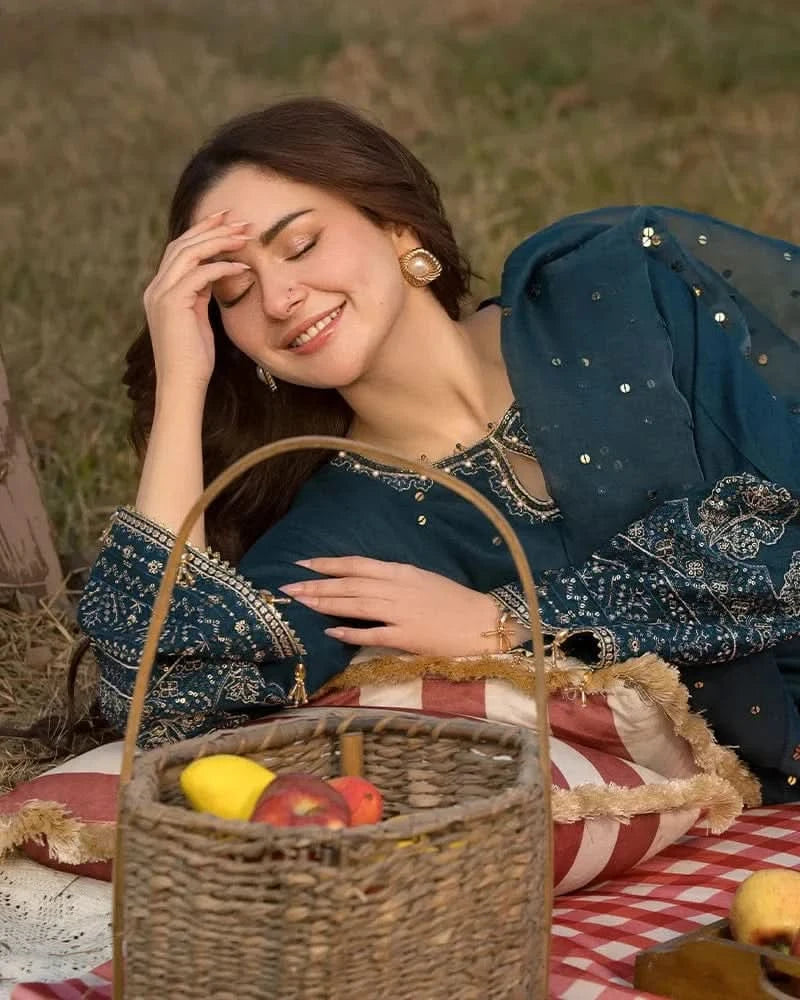 3PC DHANAK EMBROIDERED SUIT - BG635