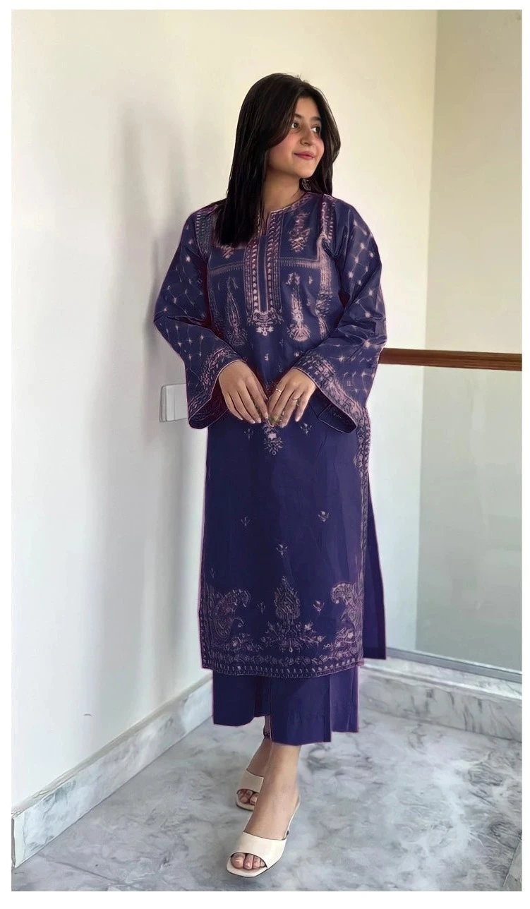 2PC  EMBROIDED LAWN - BG676