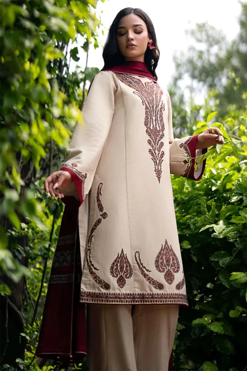 3PC EMBROIDERED DHANAK SUIT - BG807