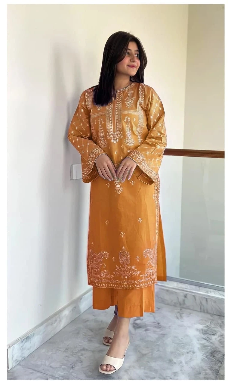 2PC  EMBROIDED LAWN - BG673