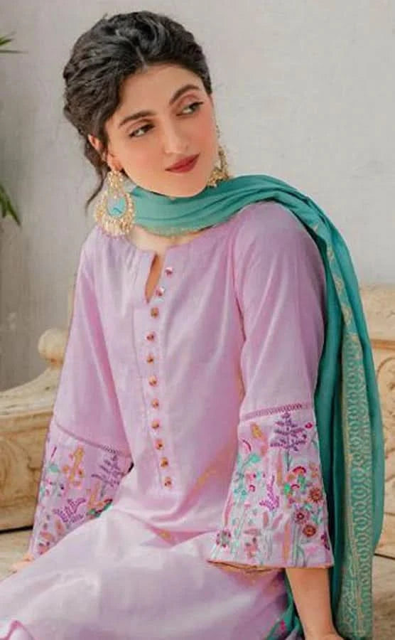 3 PIECE-EMBROIDERED DHANAK SUIT-BG568