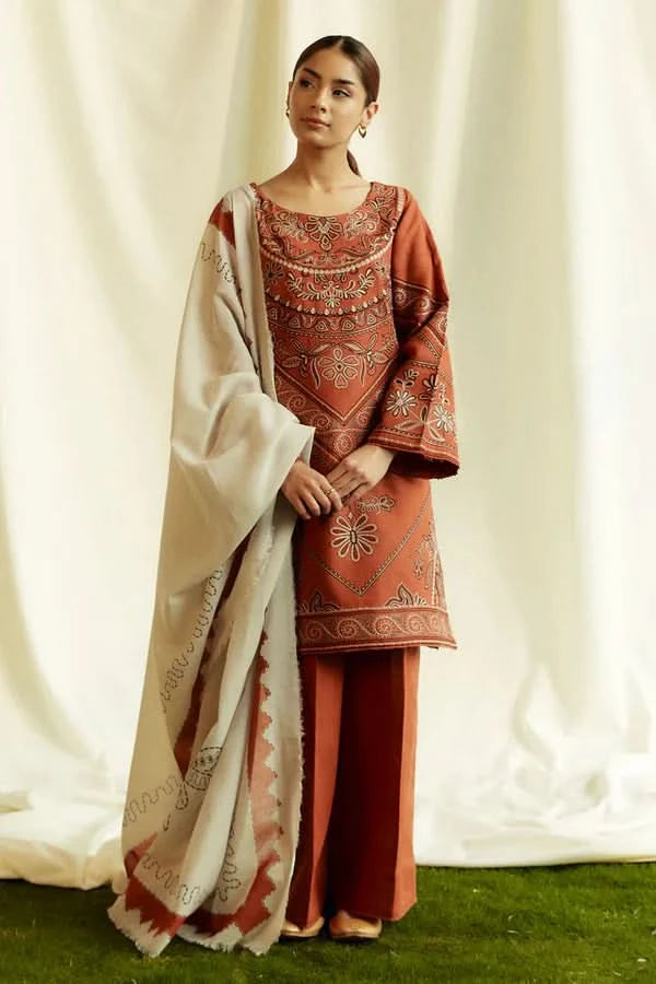 3 PC EMBROIDERED LAWN - BG594