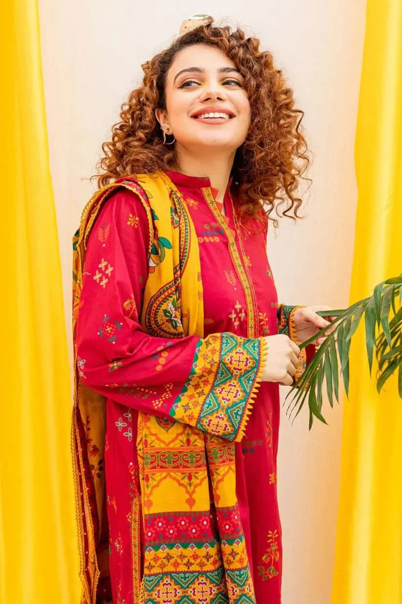 3 PIECE-EMBROIDERED LAWN SUIT-BG558