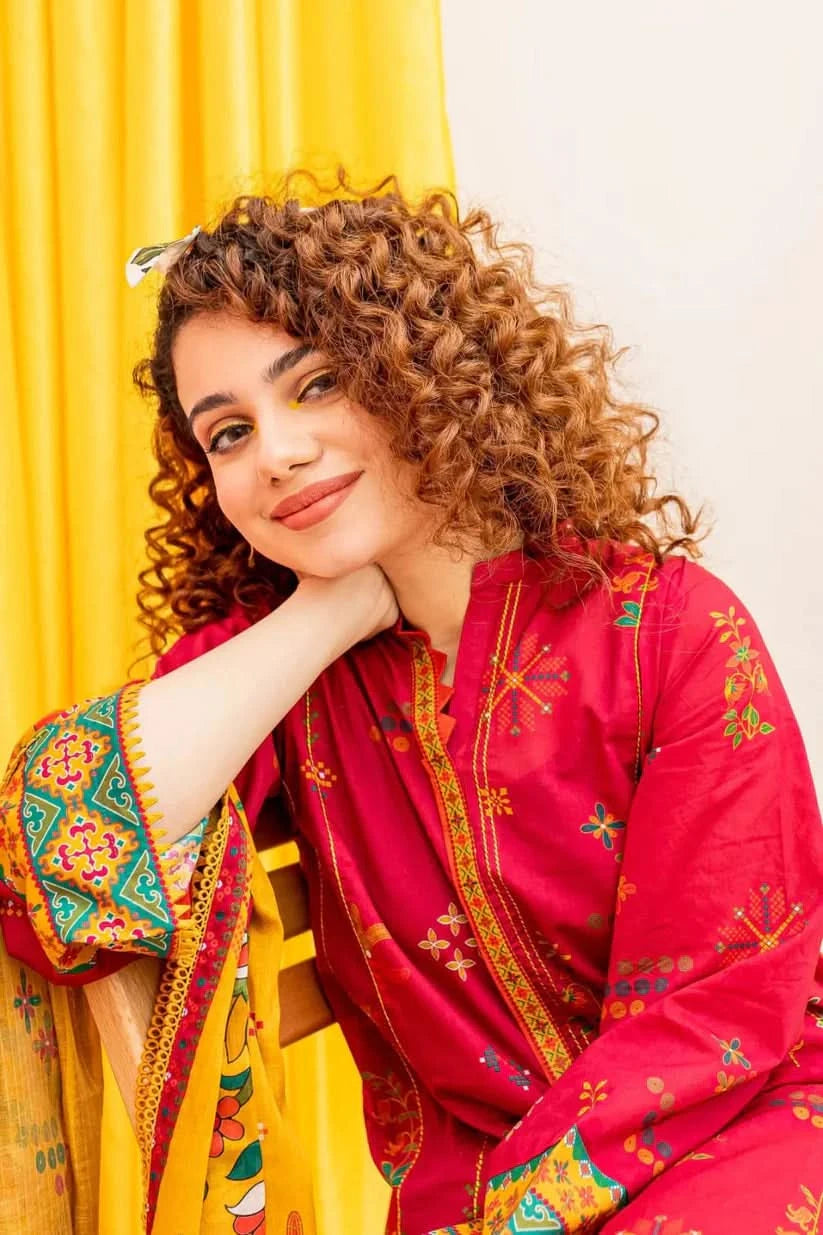 3 PIECE-EMBROIDERED LAWN SUIT-BG558