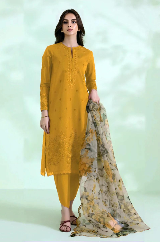 3 PIECE-EMBROIDERED LAWN SUIT-BG560