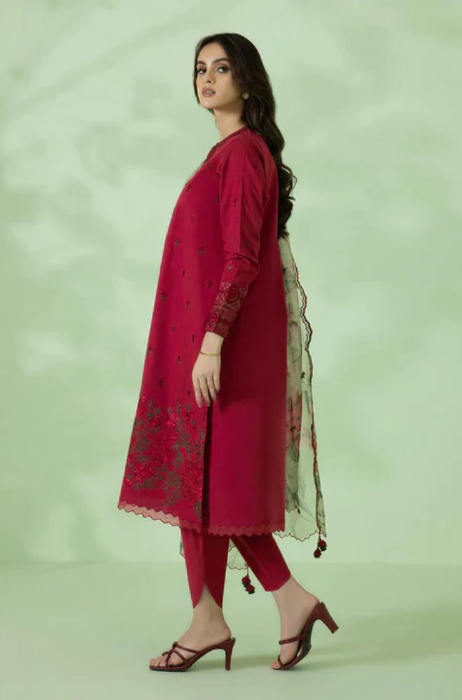 3 PIECE-EMBROIDERED LAWN SUIT-BG562