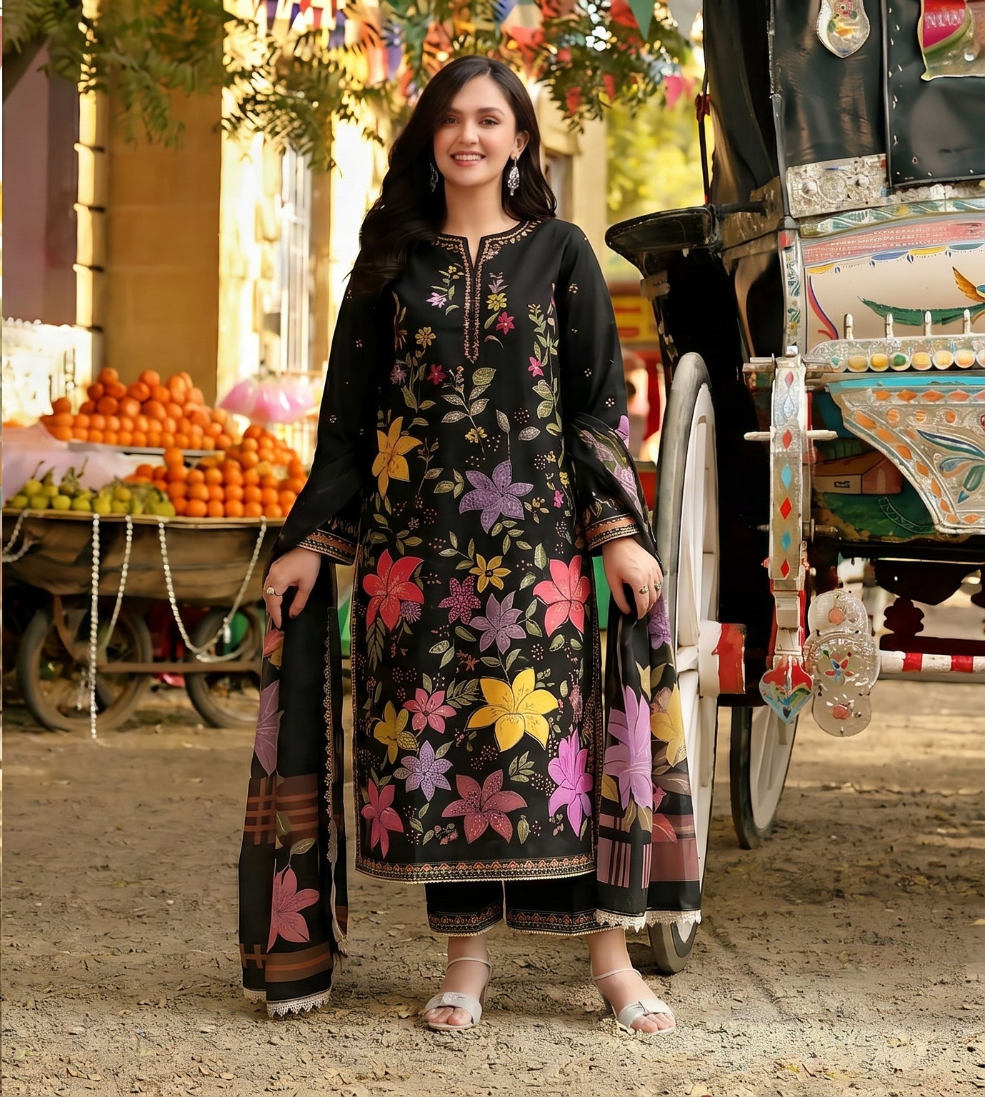 3PC EMBROIDERED LAWN SUIT - BG889