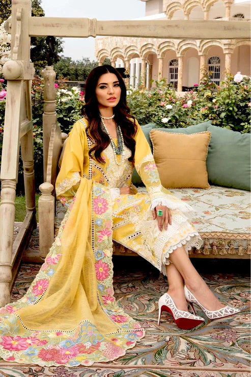 3 PC EMBROIDERED COTTON SUIT-BG594