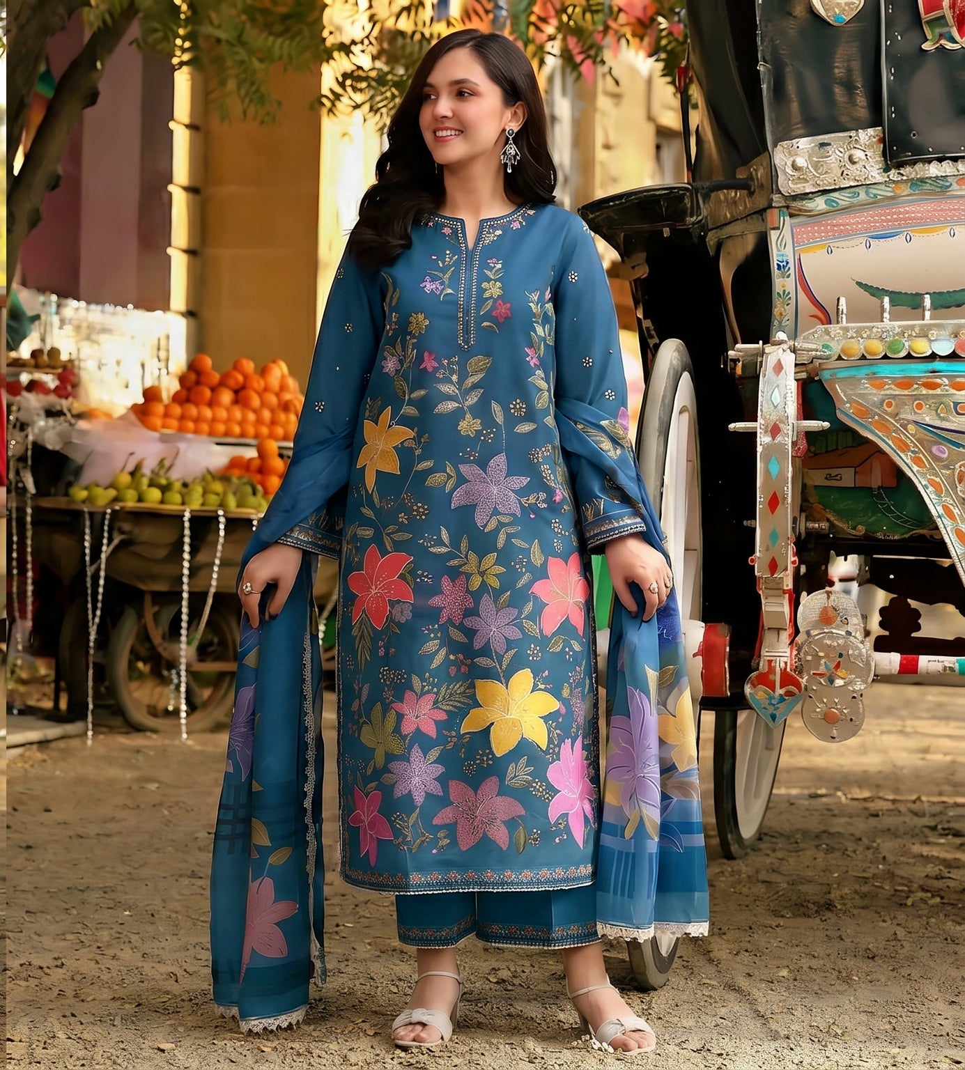 3PC EMBROIDERED LAWN SUIT - BG889