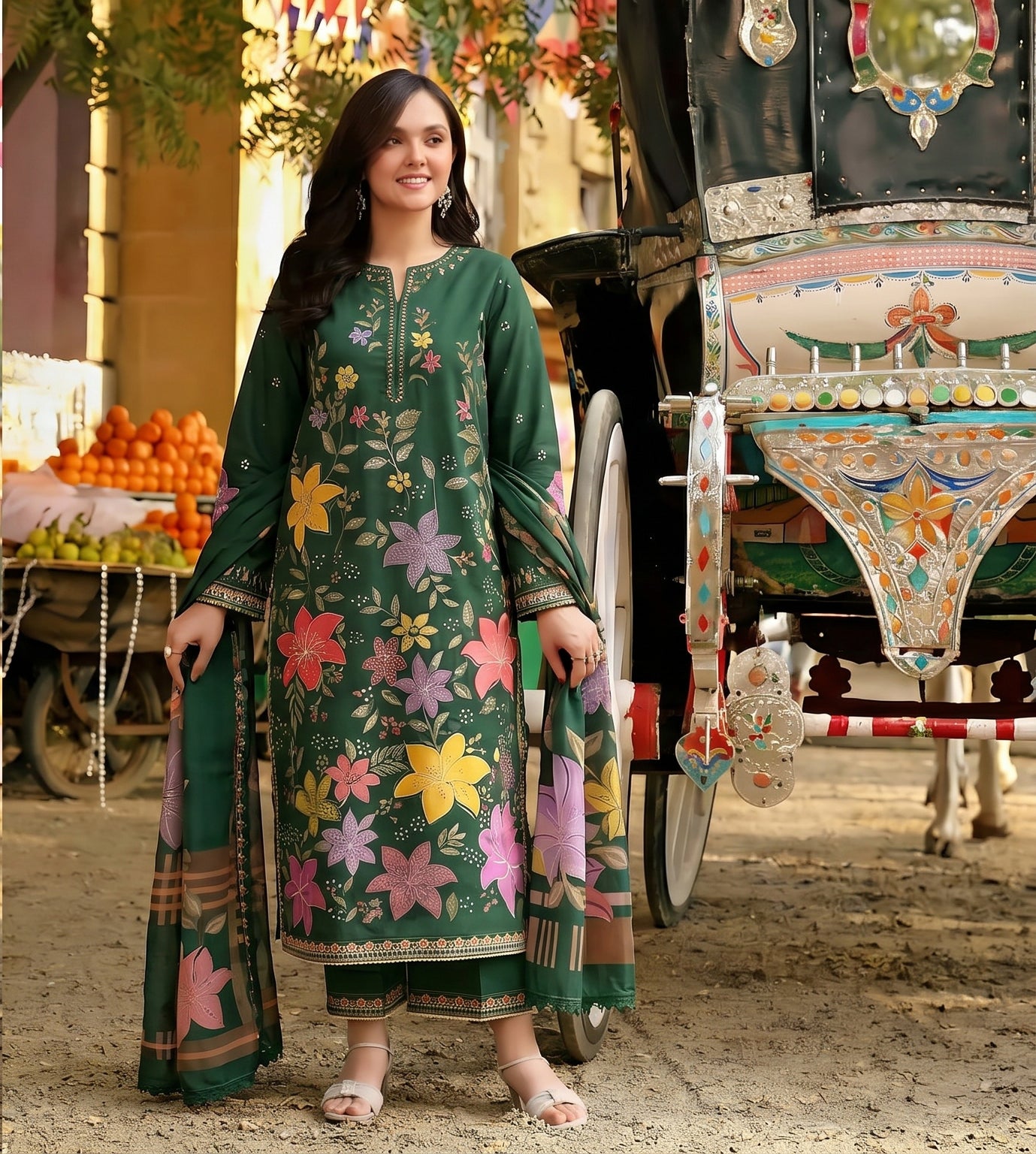 3PC EMBROIDERED LAWN SUIT - BG889