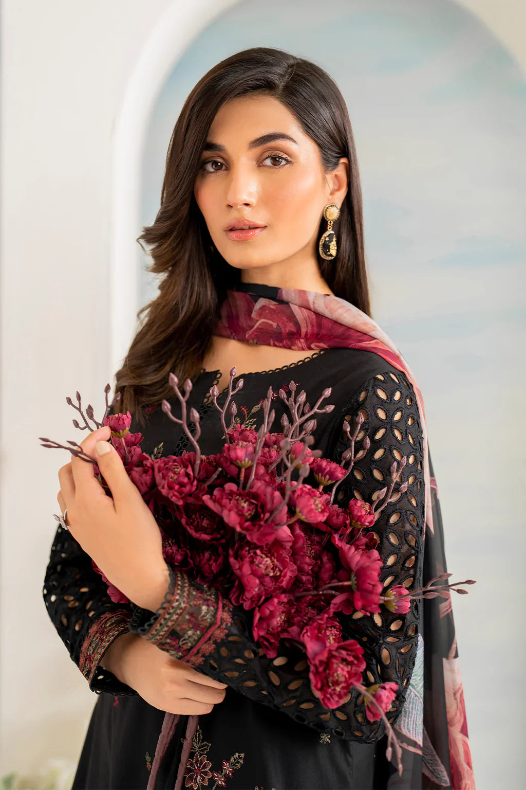 3 PC - EMBROIDERED DHANAK SUIT - BG592