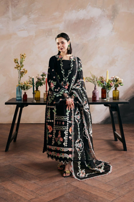 3PC EMBROIDERED DHANAK SUIT -  BG906