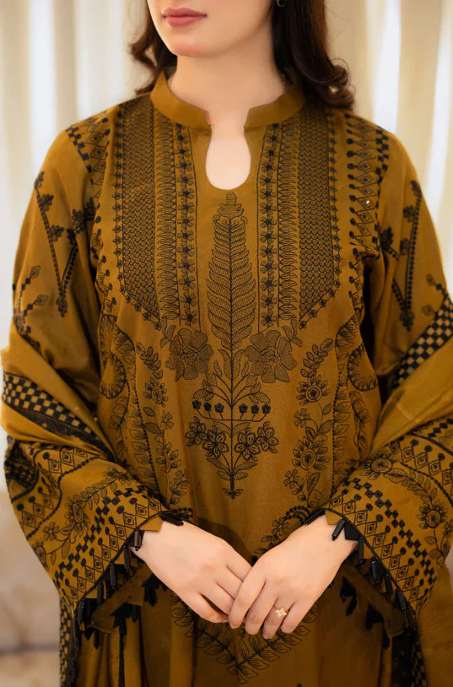 3 PC EMBROIDERED DHANAK SUIT - BG803