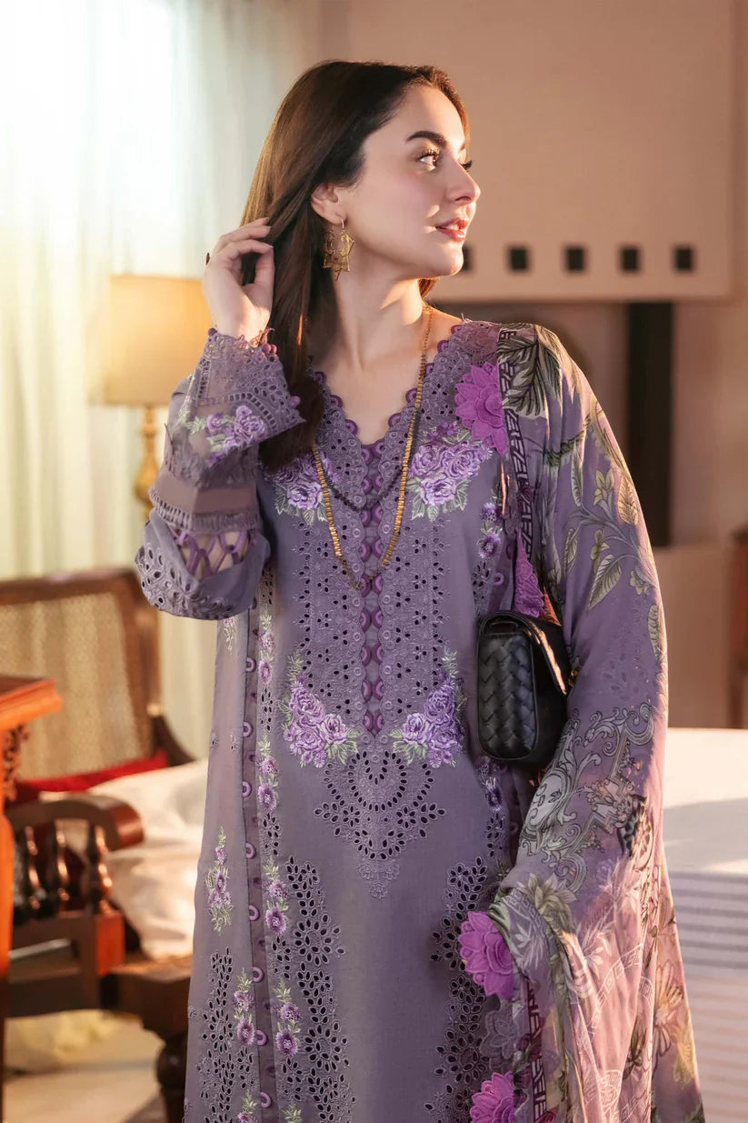 3PC EMBROIDERED DHANAK SUIT  - BG626