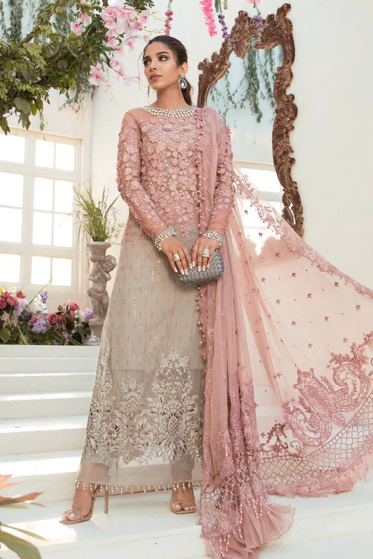 Unstitched EMBROIDERED - Coffee and Ash Pink (BD-2101)