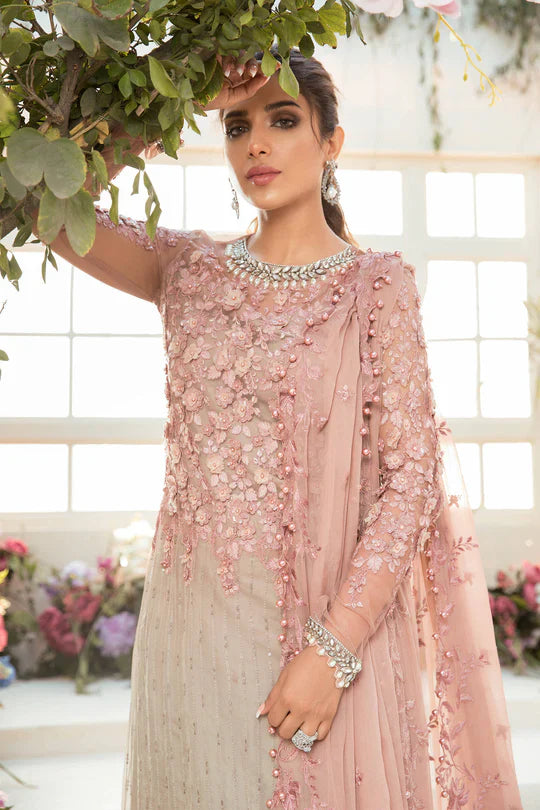 Unstitched EMBROIDERED - Coffee and Ash Pink (BD-2101)
