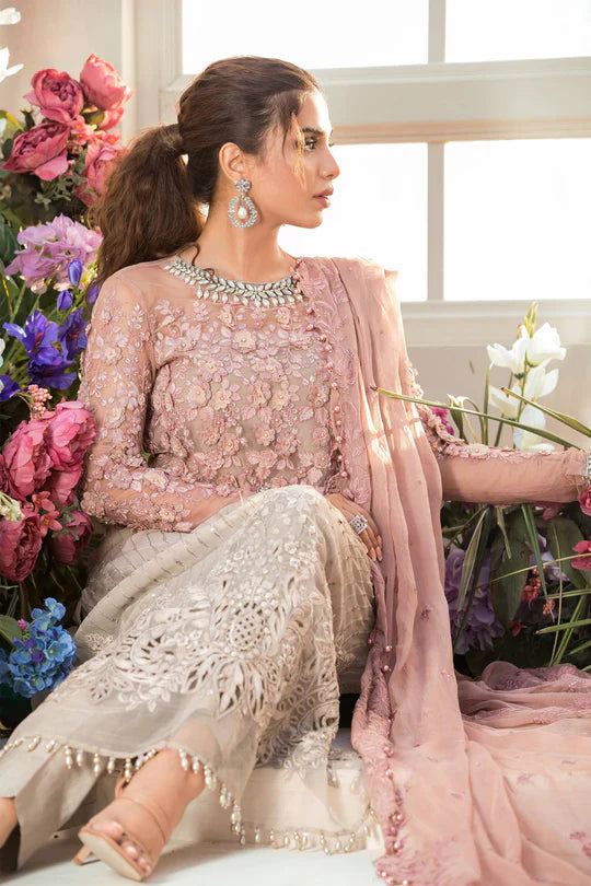 Unstitched EMBROIDERED - Coffee and Ash Pink (BD-2101)