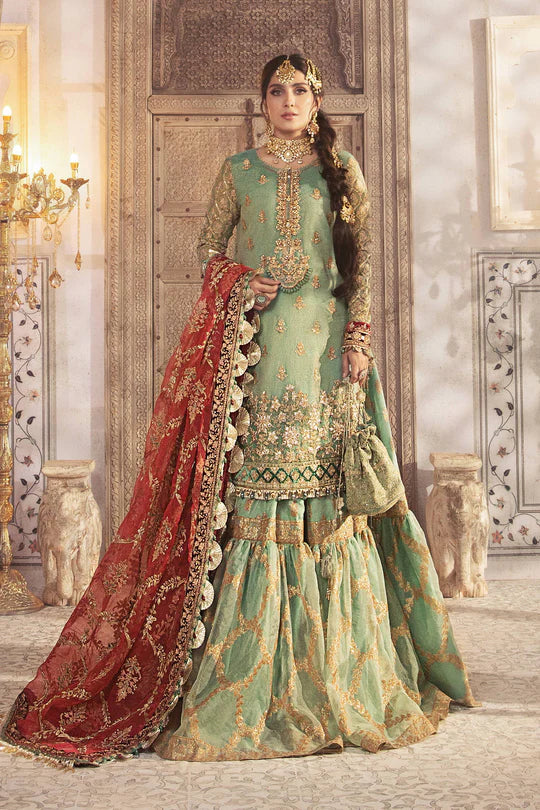 Unstitched EMBROIDERED - Coral in Sea green (BD-2303)