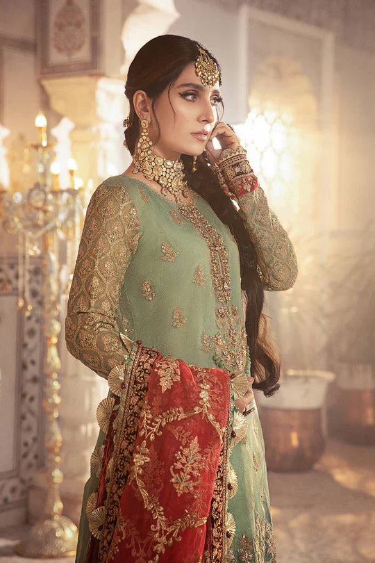Unstitched EMBROIDERED - Coral in Sea green (BD-2303)