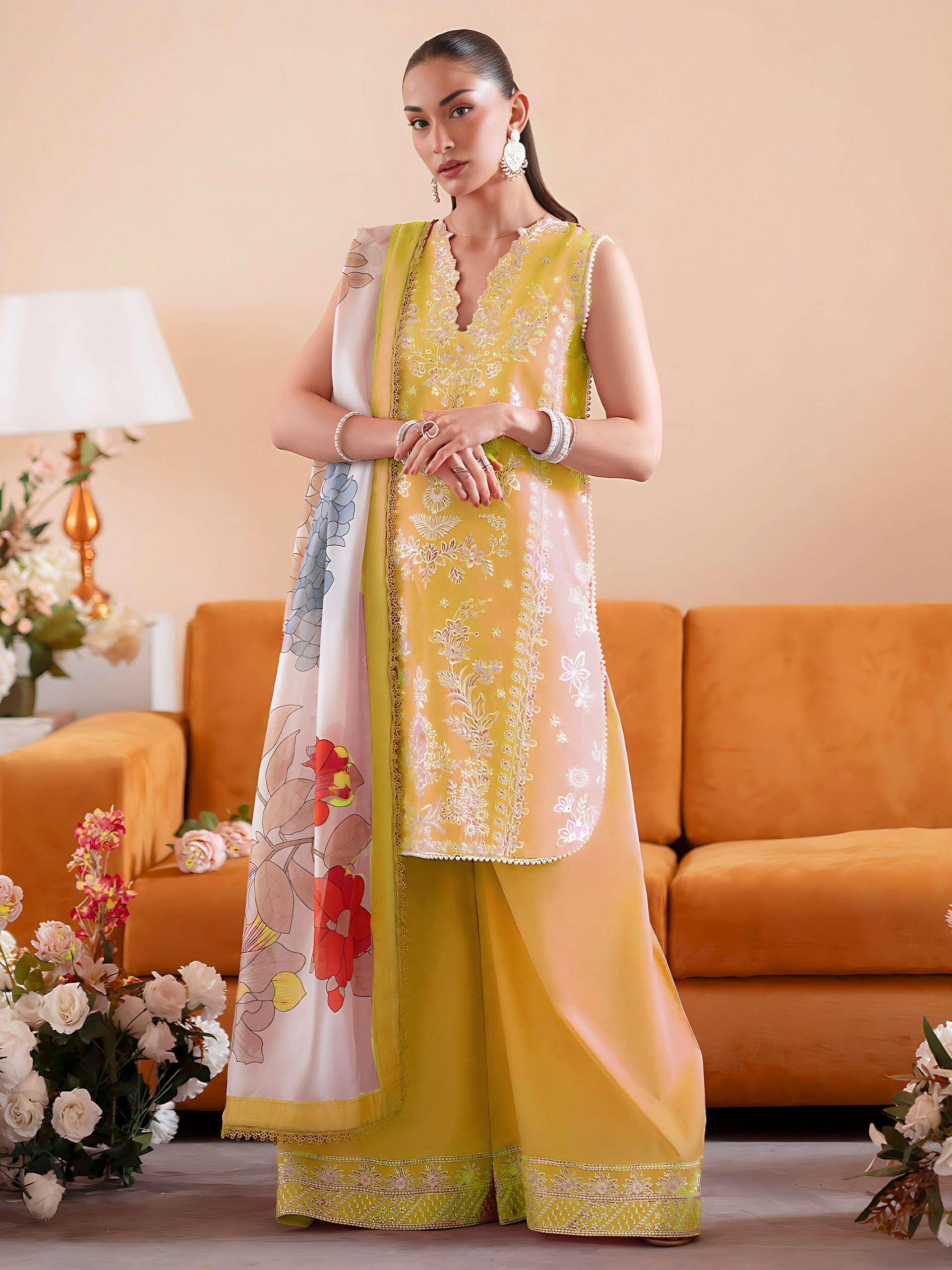 3PC EMBROIDERY LAWN SUIT - BG880