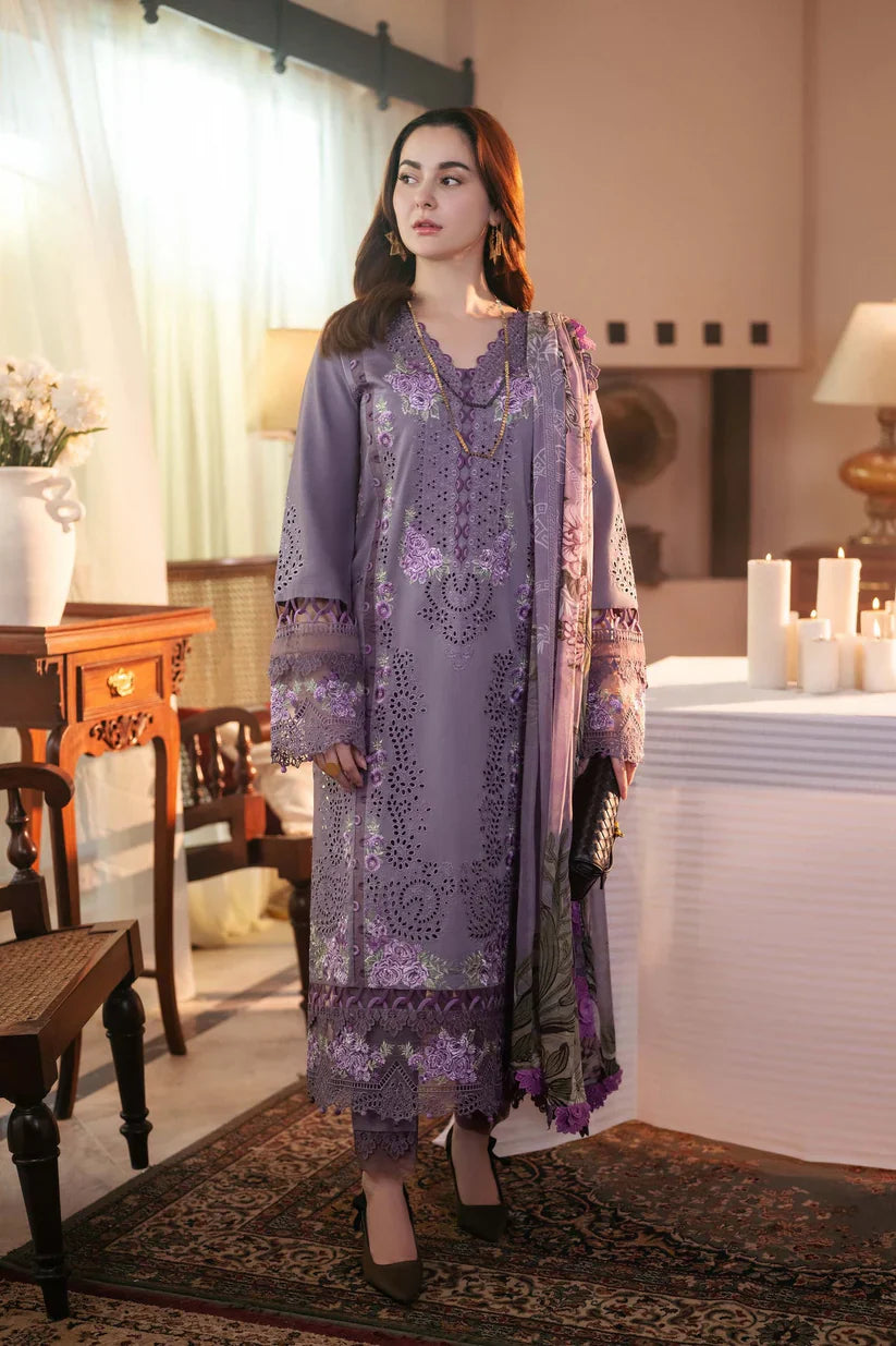 3PC EMBROIDERED DHANAK SUIT  - BG626