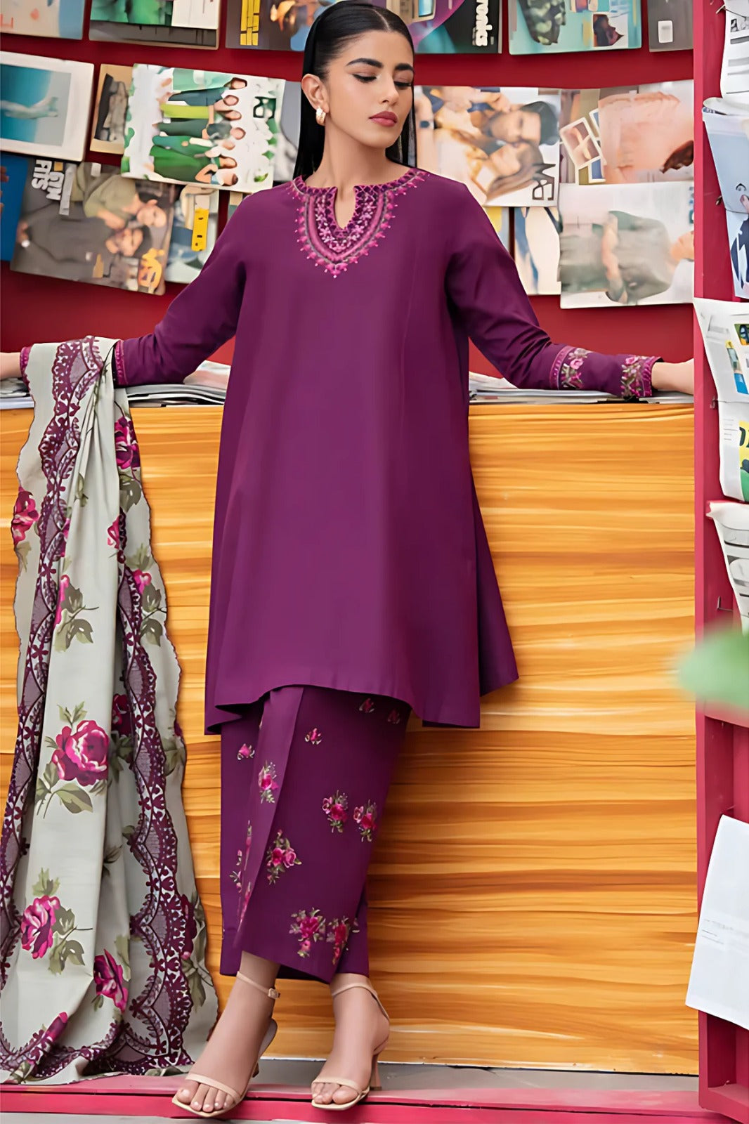 EMBROIDERED LAWN 3PC SUIT-BG820