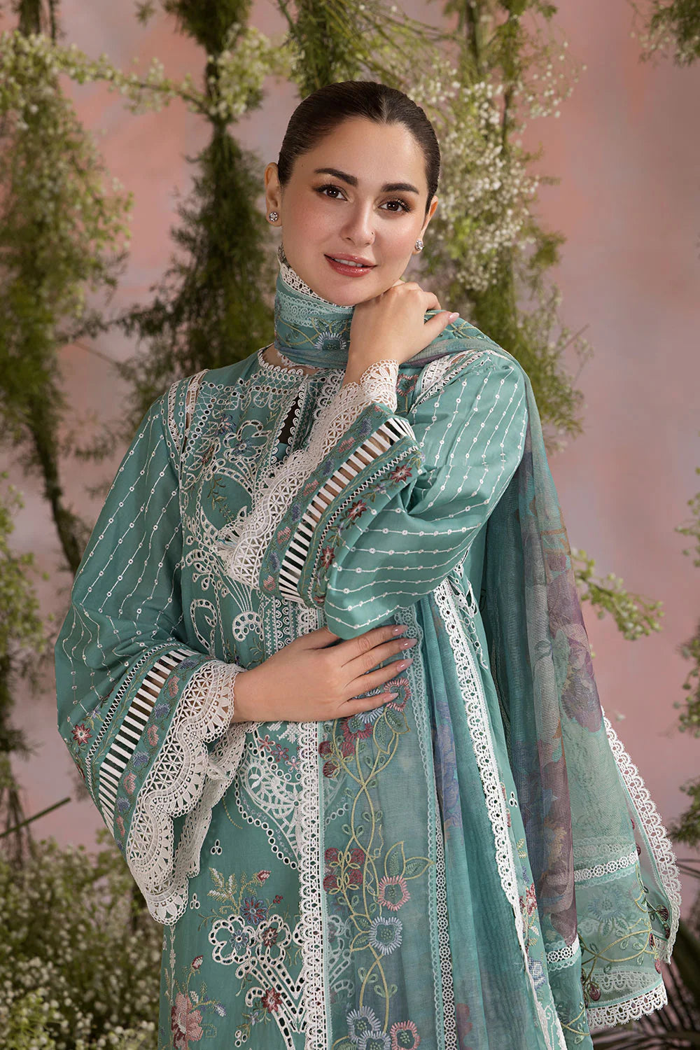 3PC EMBROIDERED LUXURY LAWN - BG876