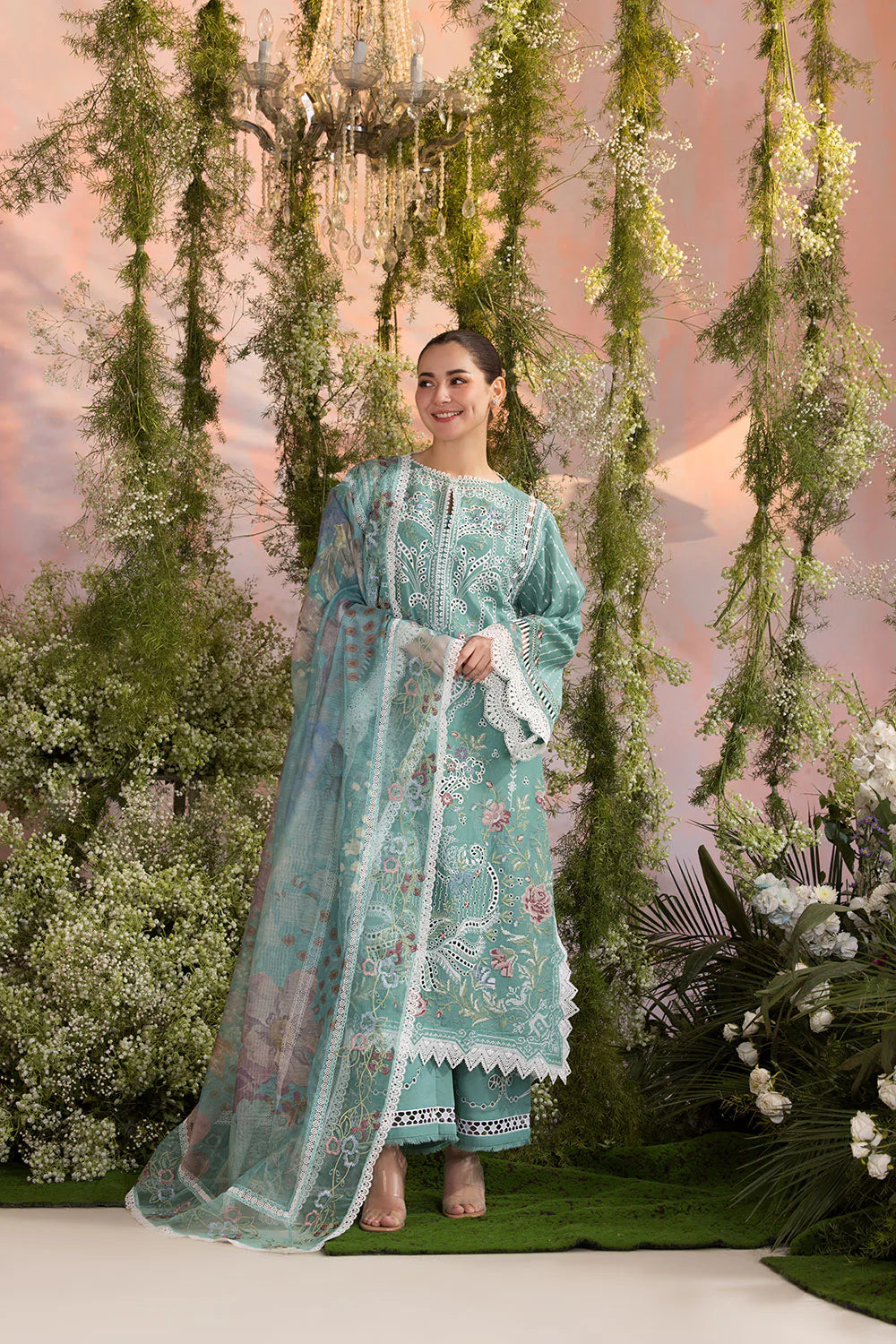 3PC EMBROIDERED LUXURY LAWN - BG876