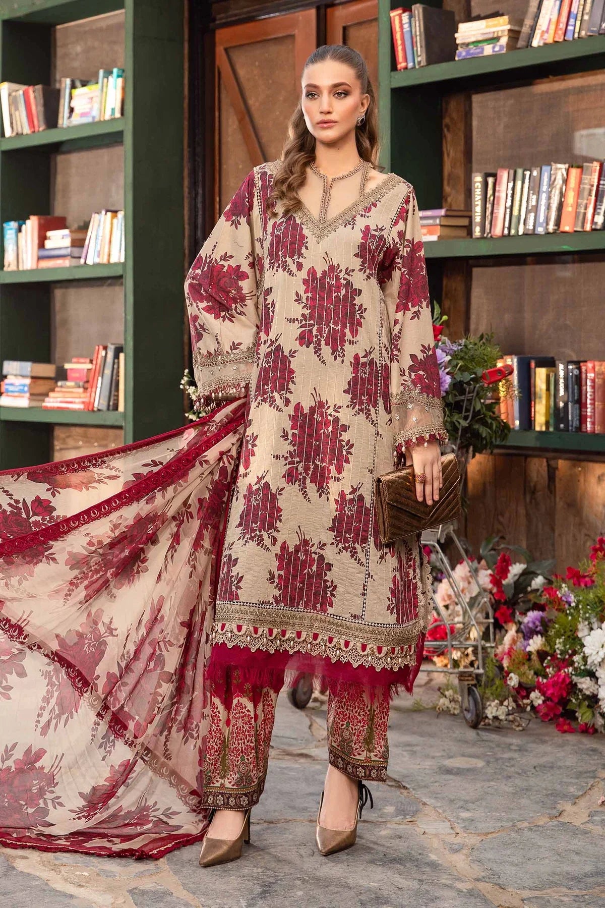 3 PC PRINTED LAWN SUIT-BG509