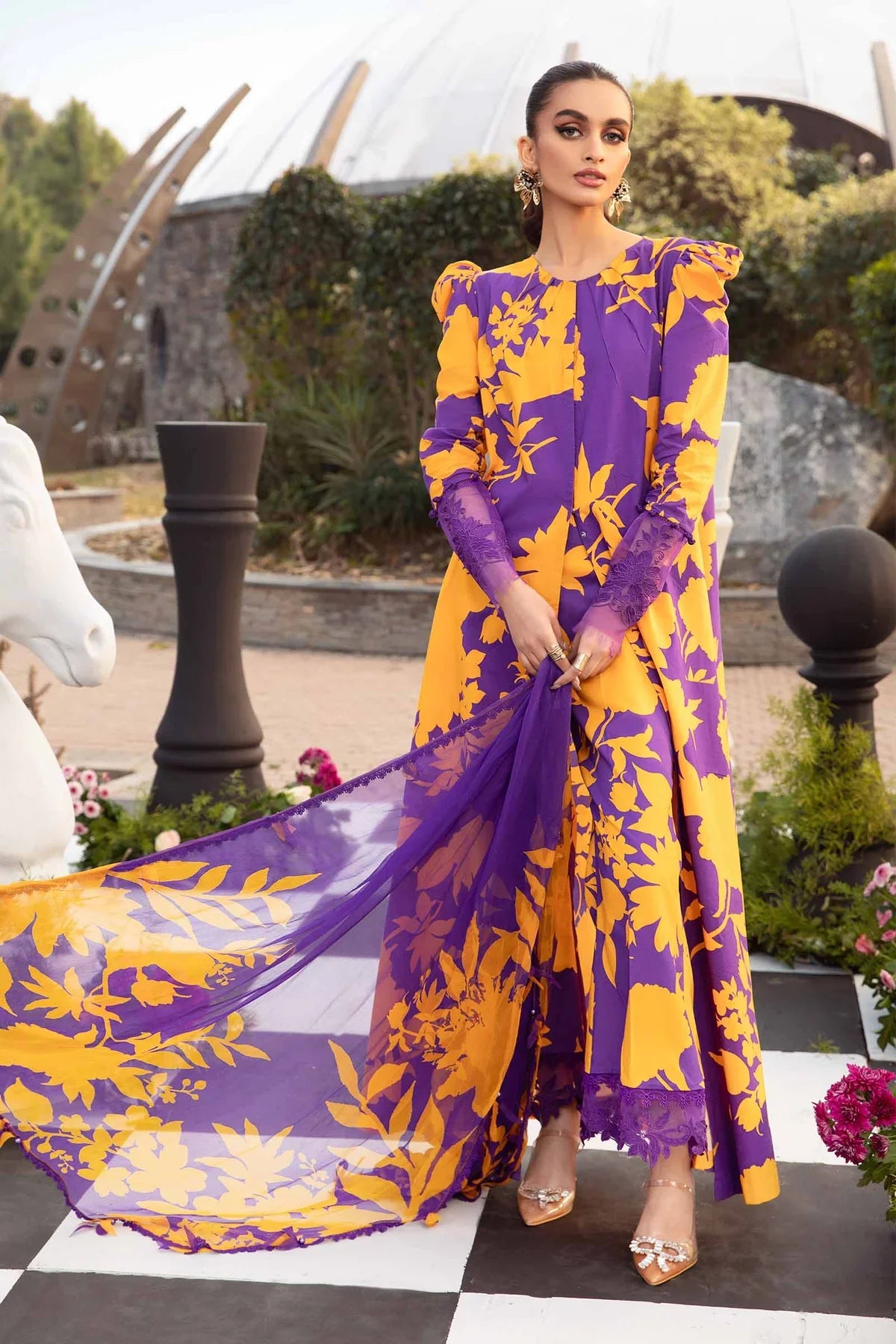 3 PC PRINTED LAWN SUIT-BG513