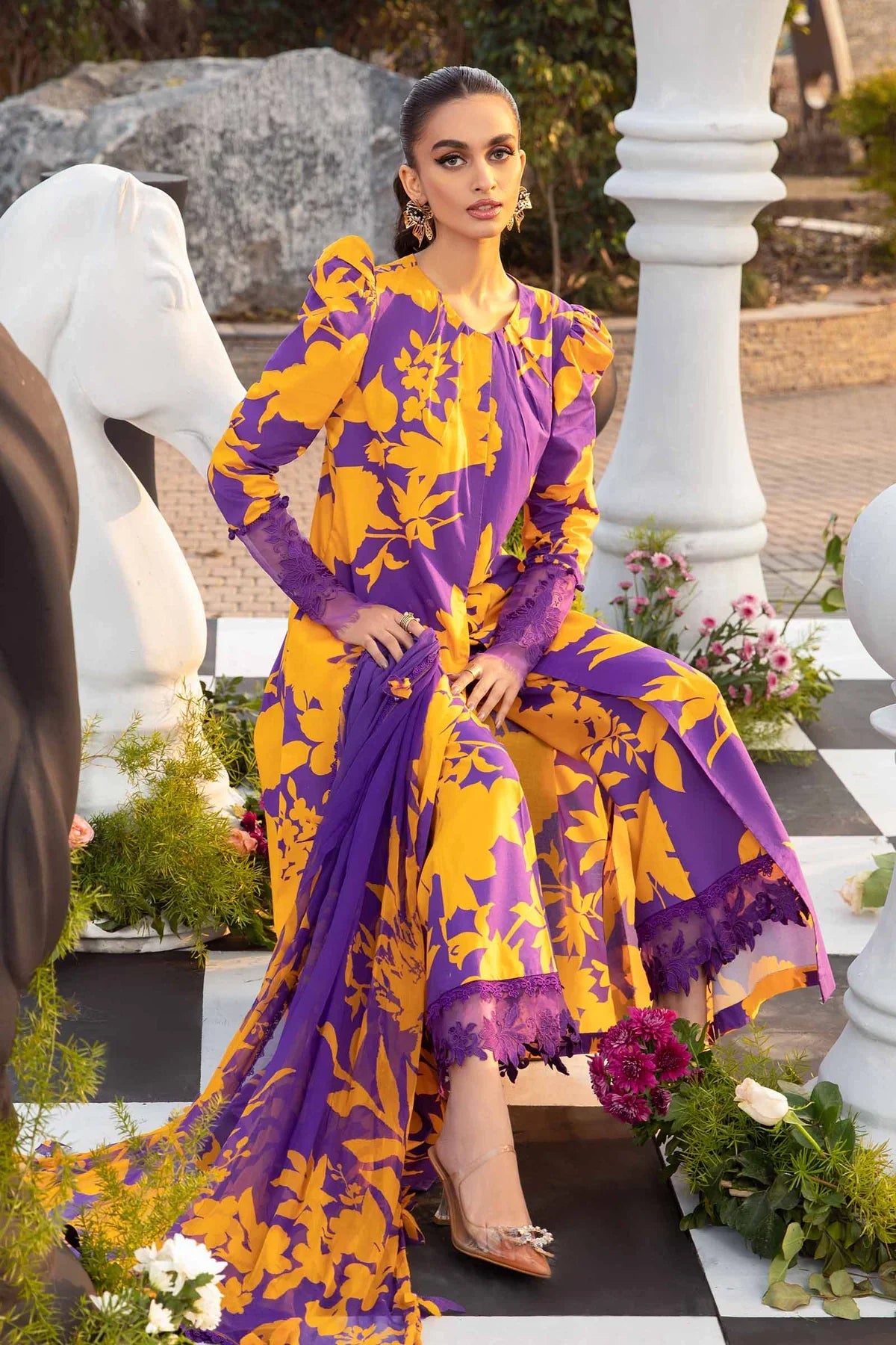 3 PC PRINTED LAWN SUIT-BG513