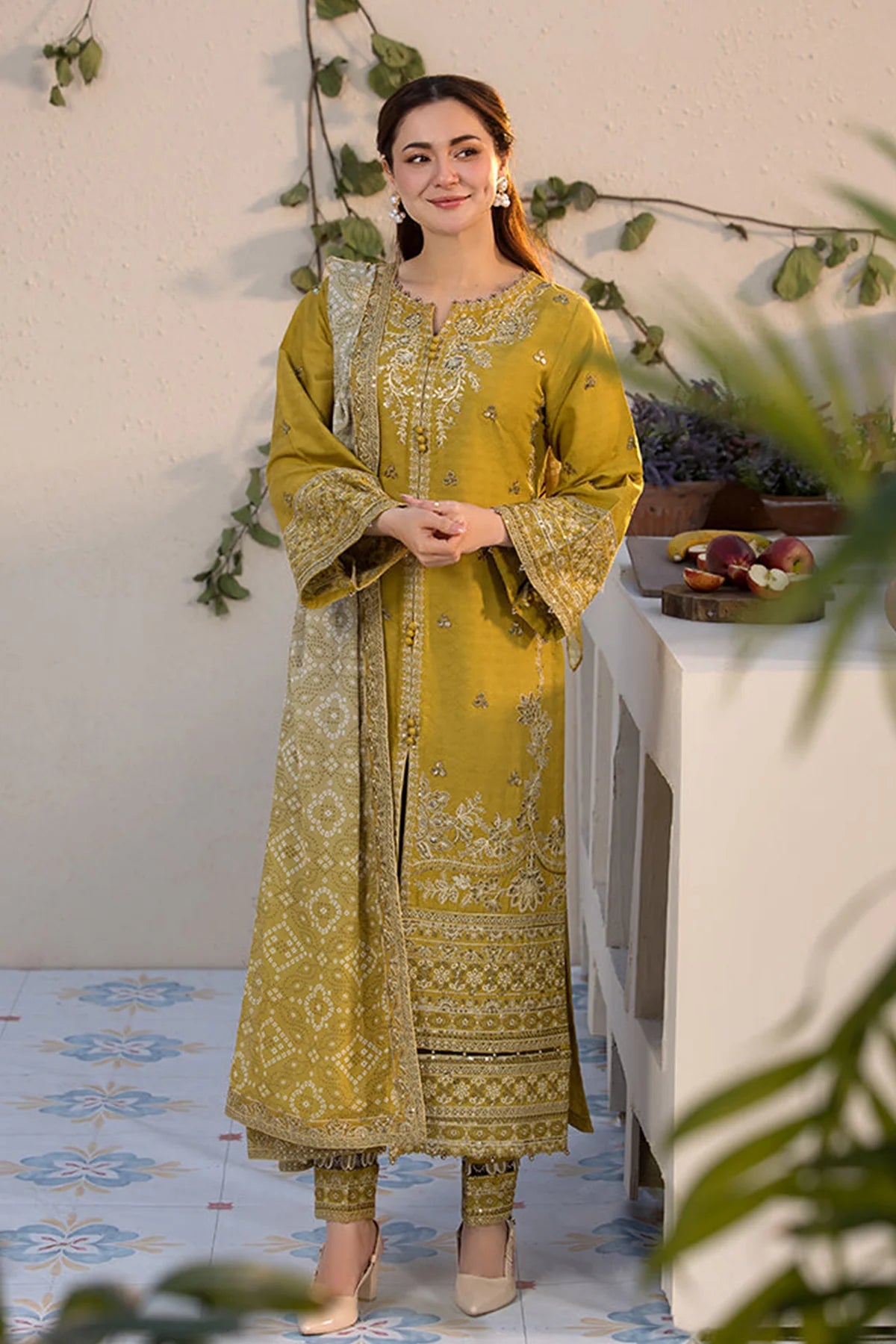 JANAN PARROT 3PC UNSTITCHED LAWN SUIT - BG864