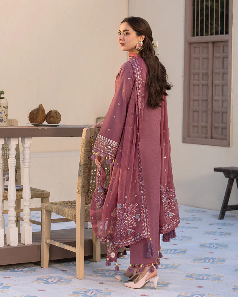 3 PC EMBROIDERED DHANAK SUIT - BG819