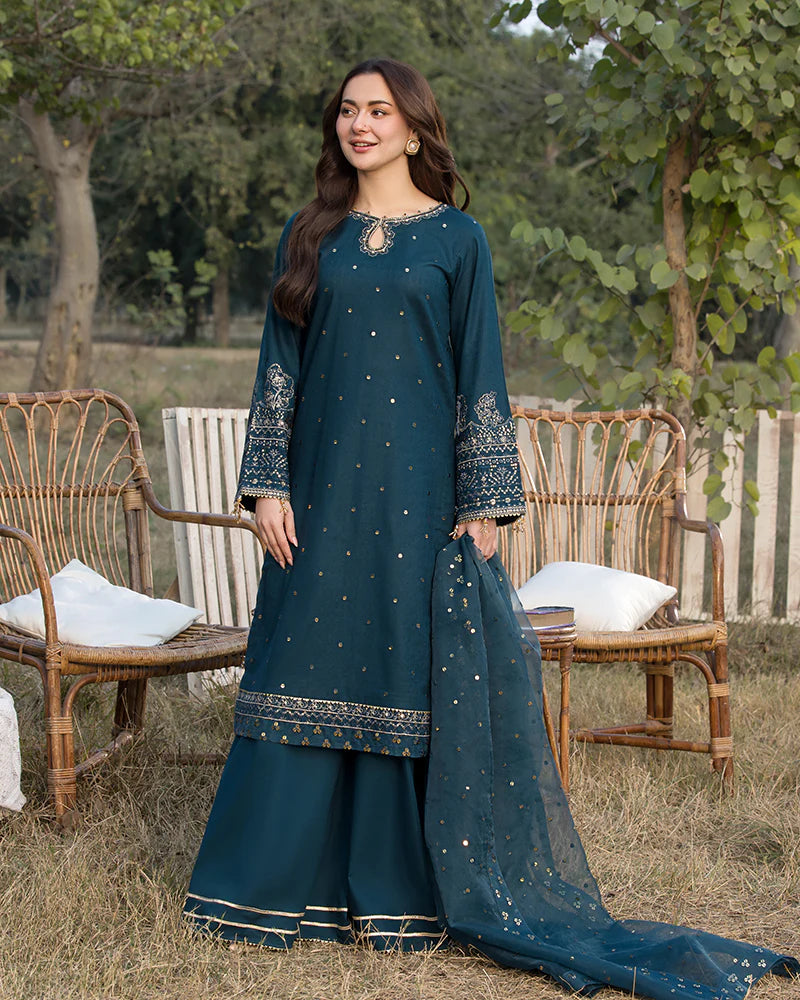 3PC DHANAK EMBROIDERED SUIT - BG635